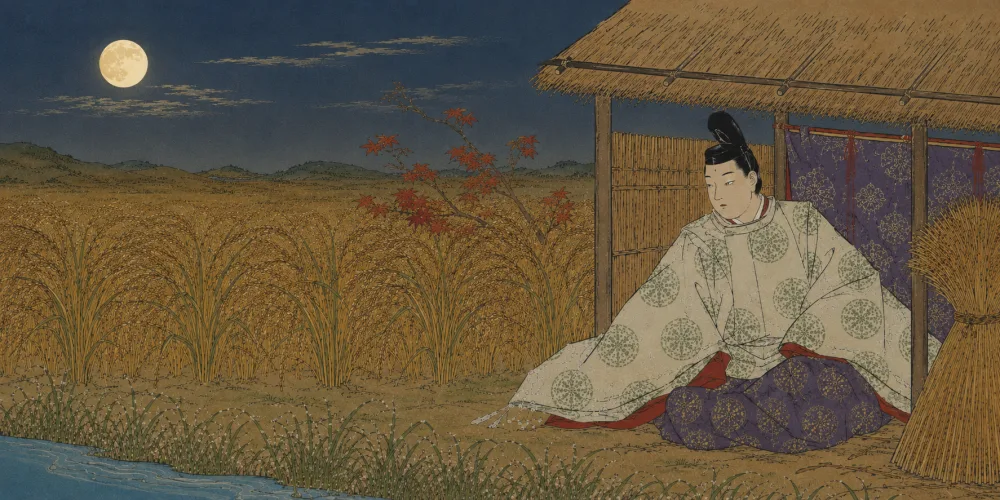 秋の田の かりほの庵の 苫をあらみ（天智天皇）の情景画