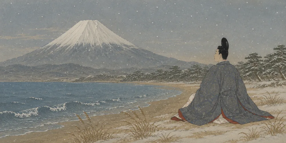 「田子の浦に うちいでてみれば 白妙の」の情景画