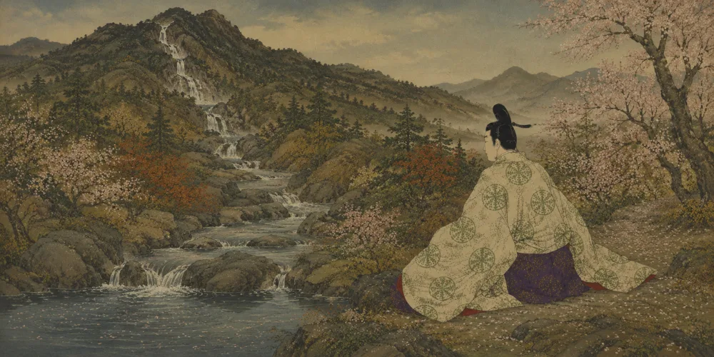 「つくばねの 峰よりおつる みなの川」の情景画