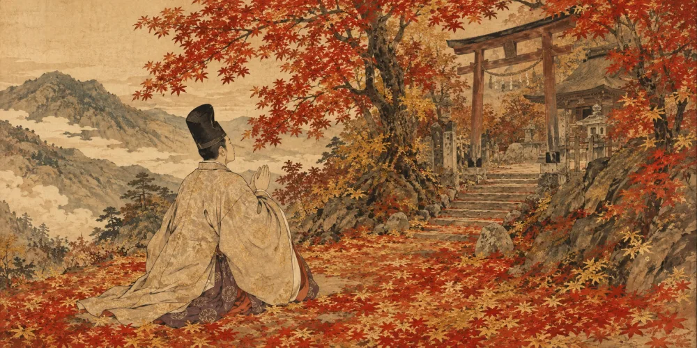 「このたびは ぬさもとりあへず 手向山」の情景画