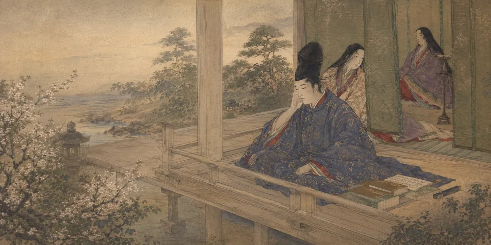 「しのぶれど 色に出でにけり 我が恋は」の情景画