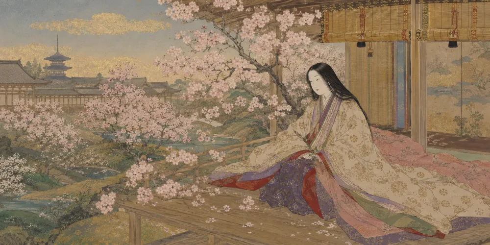 「いにしへの 奈良の都の 八重桜」の情景画