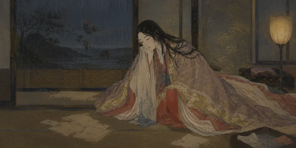 「うらみわび ほさぬ袖だに あるものを」の情景画