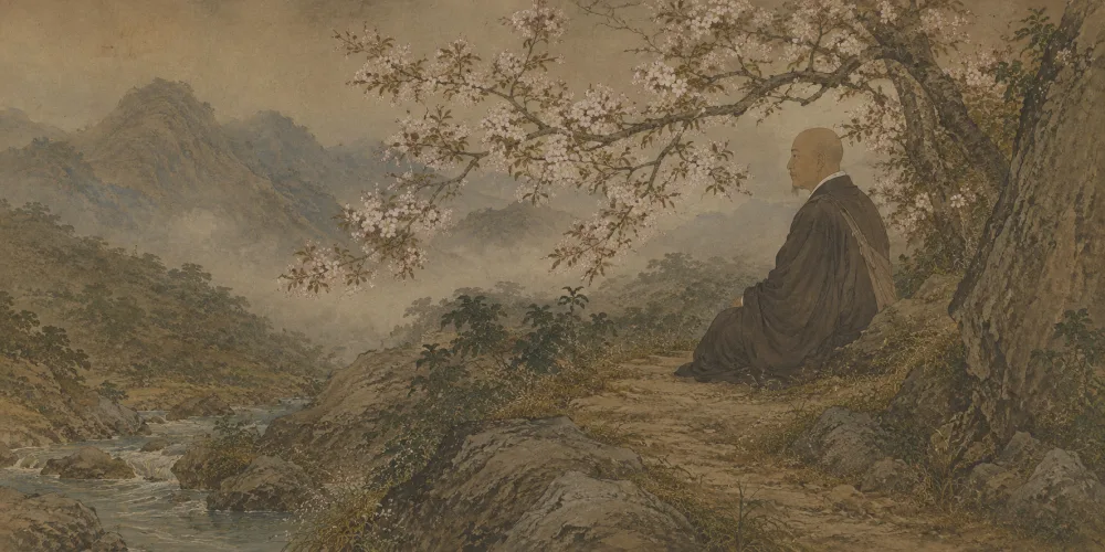 「もろともに あはれと思へ 山桜」の情景画