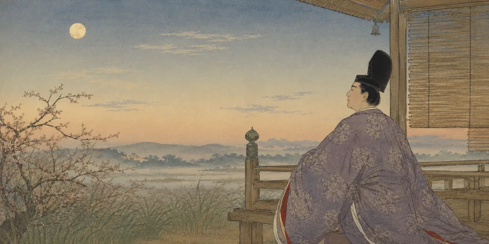 「ほととぎす 鳴きつる方を ながむれば」の情景画