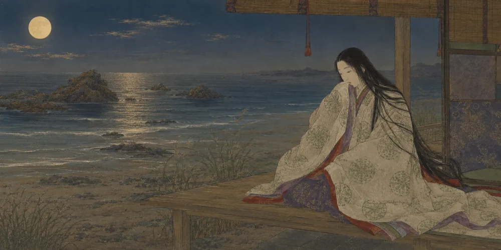 「わが袖は 潮干にみえぬ 沖の石の」の情景画