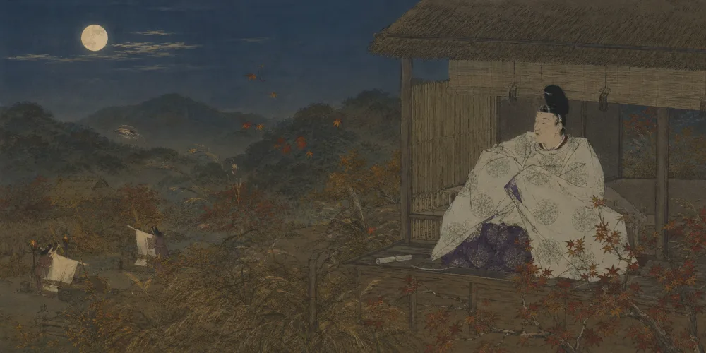 「み吉野の 山の秋風 さ夜ふけて」の情景画
